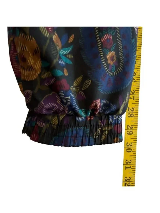 Vtg Pierre Cardin Womens Jacket Large Multicolor Paisley Elastic Hem Cuffs Zippe - Picture 13 of 16